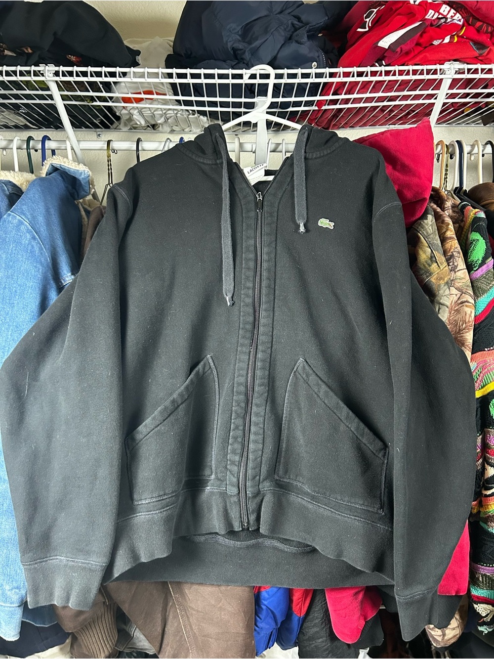 Men's Lacoste Black Zip Hoodie Jacket